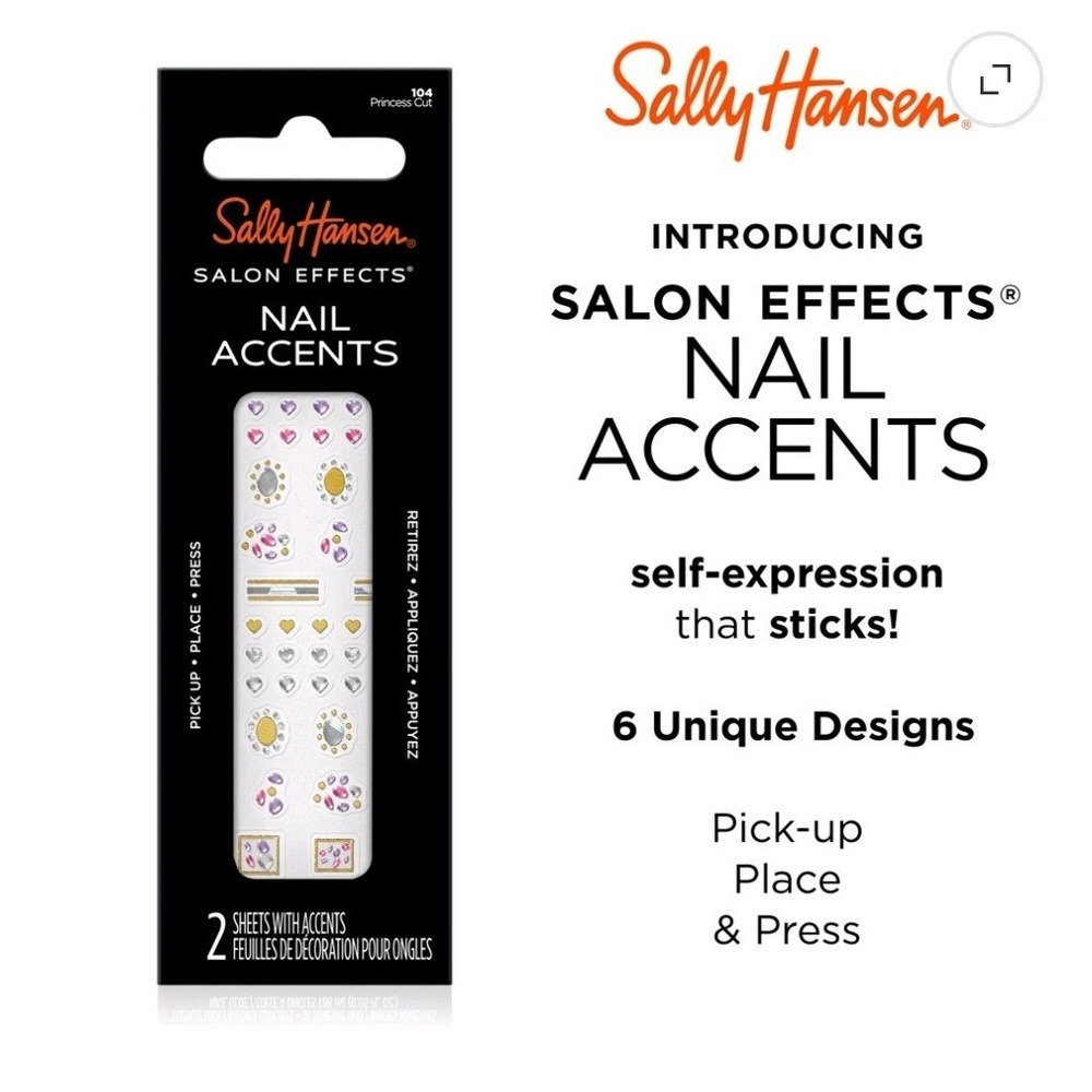 Sally Hansen Salon Effects Nail Accents Princess Cut 104 Hearts Gems 2 Sheets